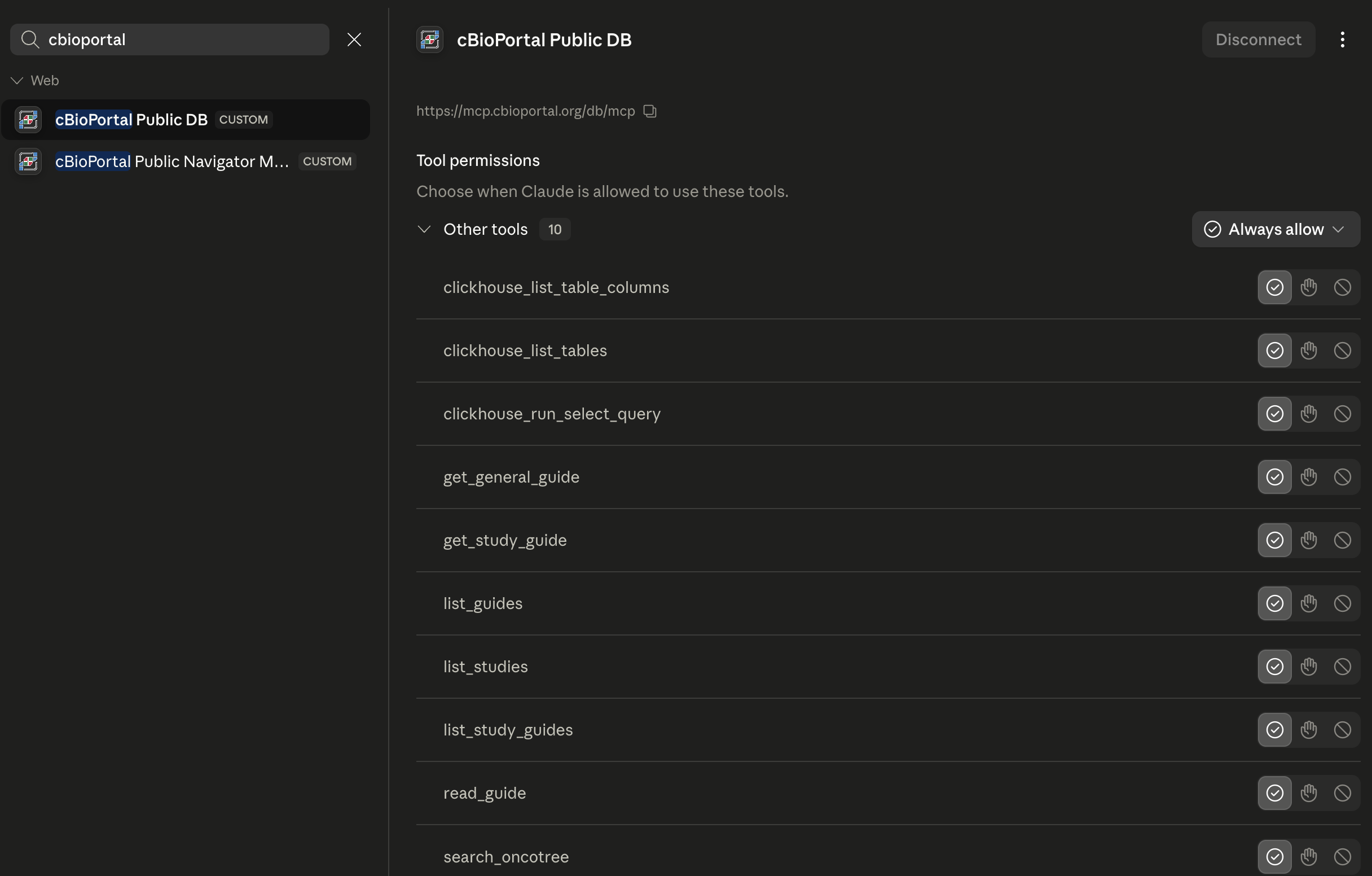 cBioPortal Public DB MCP in Claude