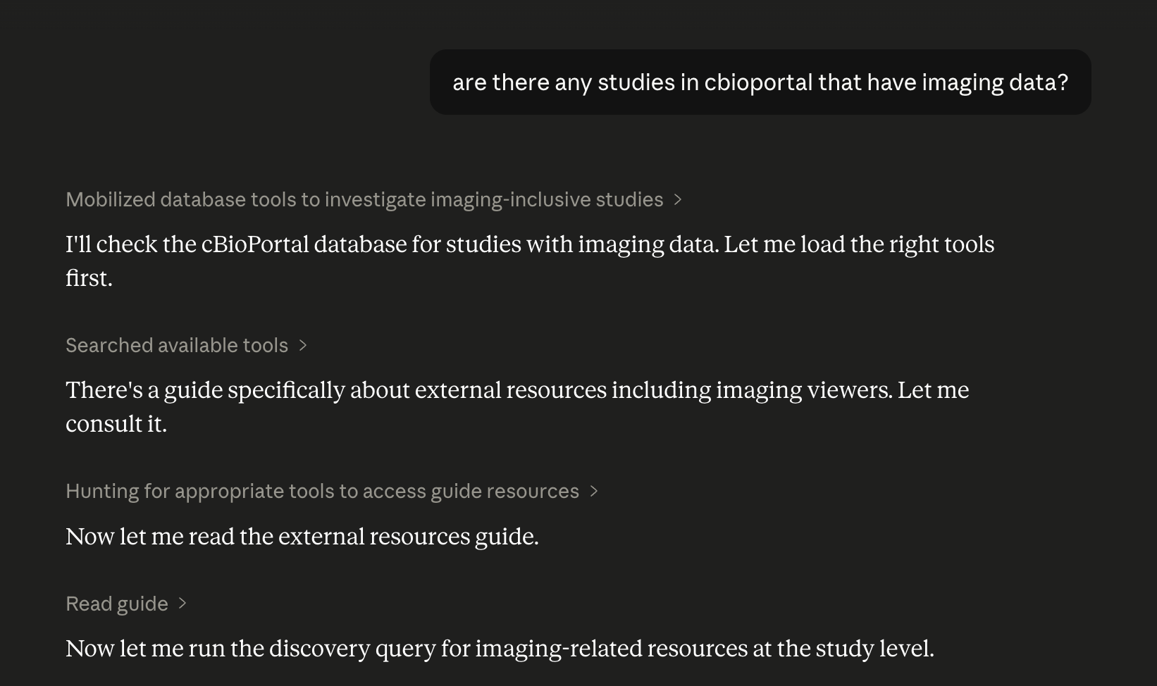 MCP demo — imaging data query