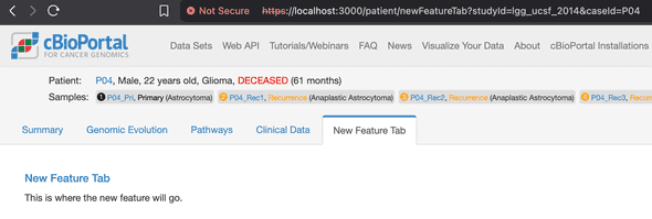 Patient view with new tab