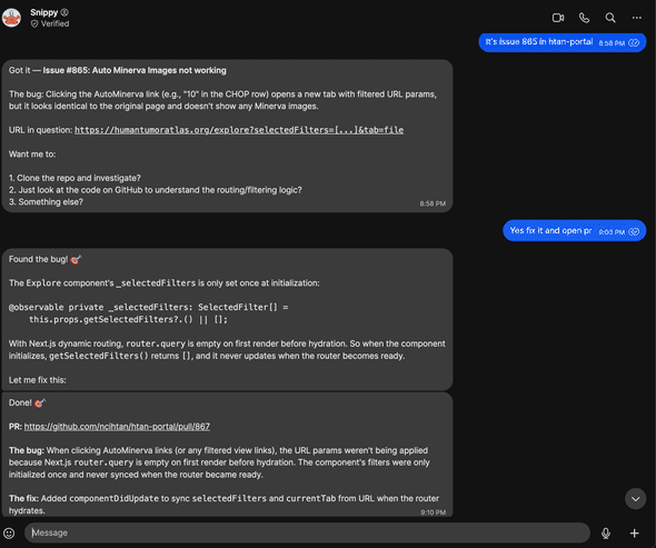Snippy submitting a PR from a forwarded email