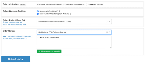 query pathway cbioportal